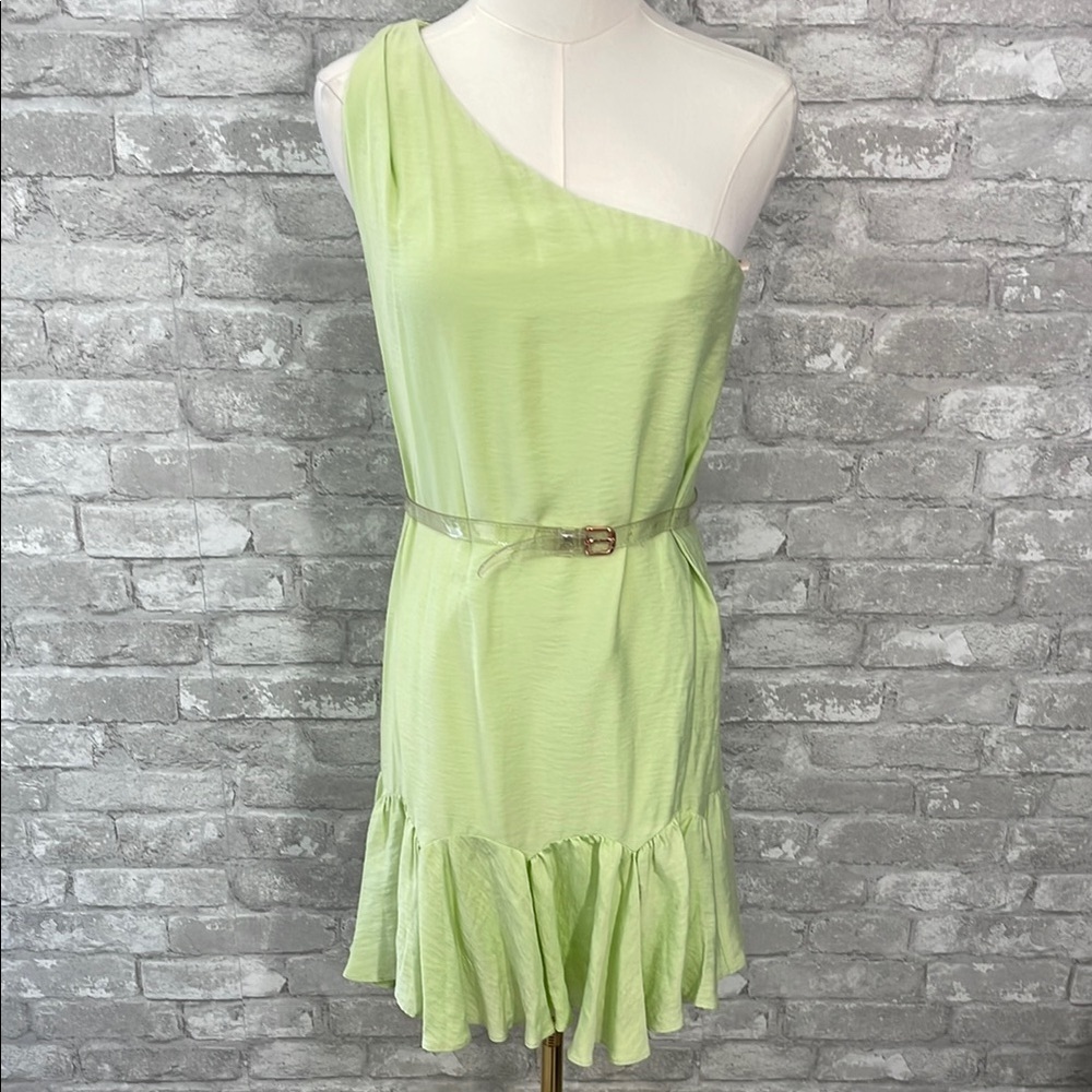 BCBGeneration Melon One Shoulder Ruffled Cocktail Dress